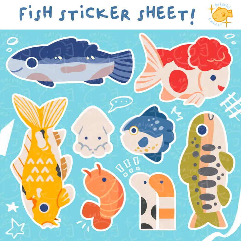 Dg Sticker Fish fish sticker sheet – taiyakicakes